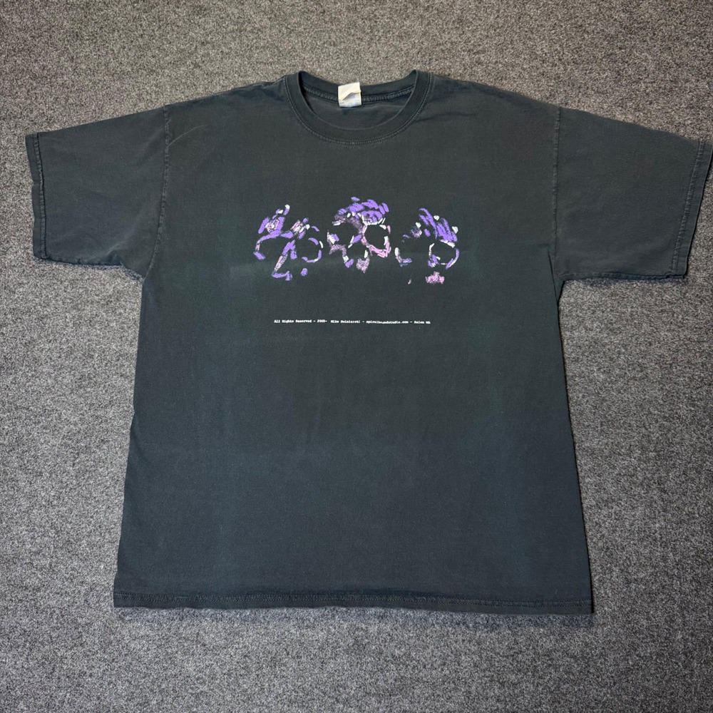 Vintage T-Shirt Men XL Black Mike Swiniarski 2005 Skull Graphic Artist Tee y2k